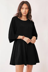 Solid Draped Sleeve Ties Back Skort Romper Davi & Dani BLACK S